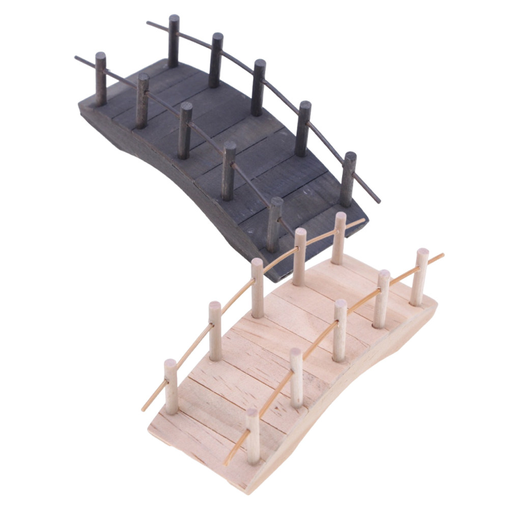 Bonsai Garden Landscape Design - 2 Stück Mini-Bogenbrücke im Vintage-Holzdesign, Mini-Gartenbogenbrücke,