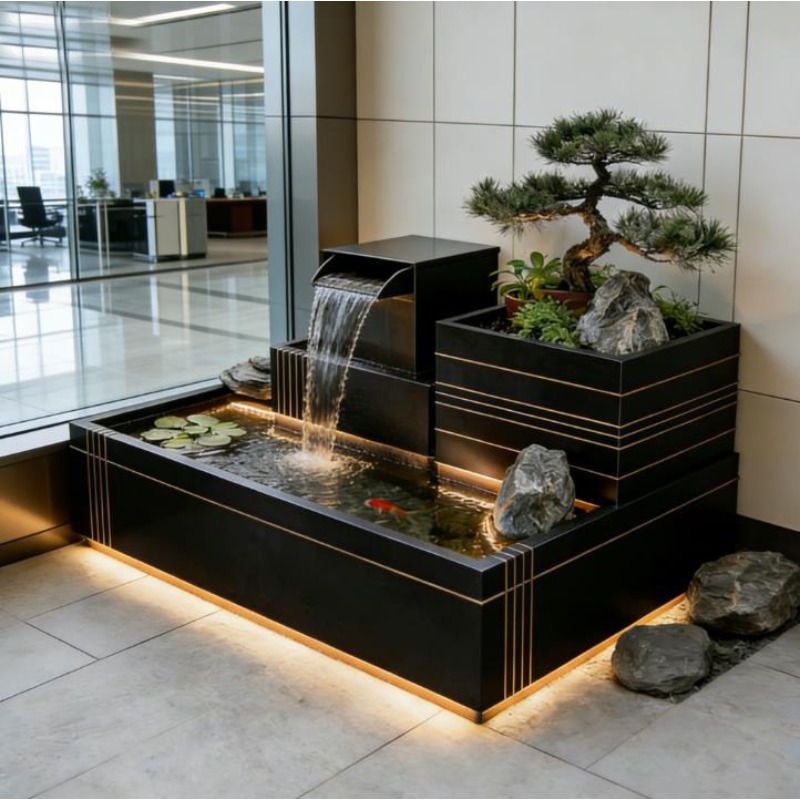 Edelstahl-Wasserfall-Feature - – Bonsai Garden With Koi Pond Bewertung und Preis