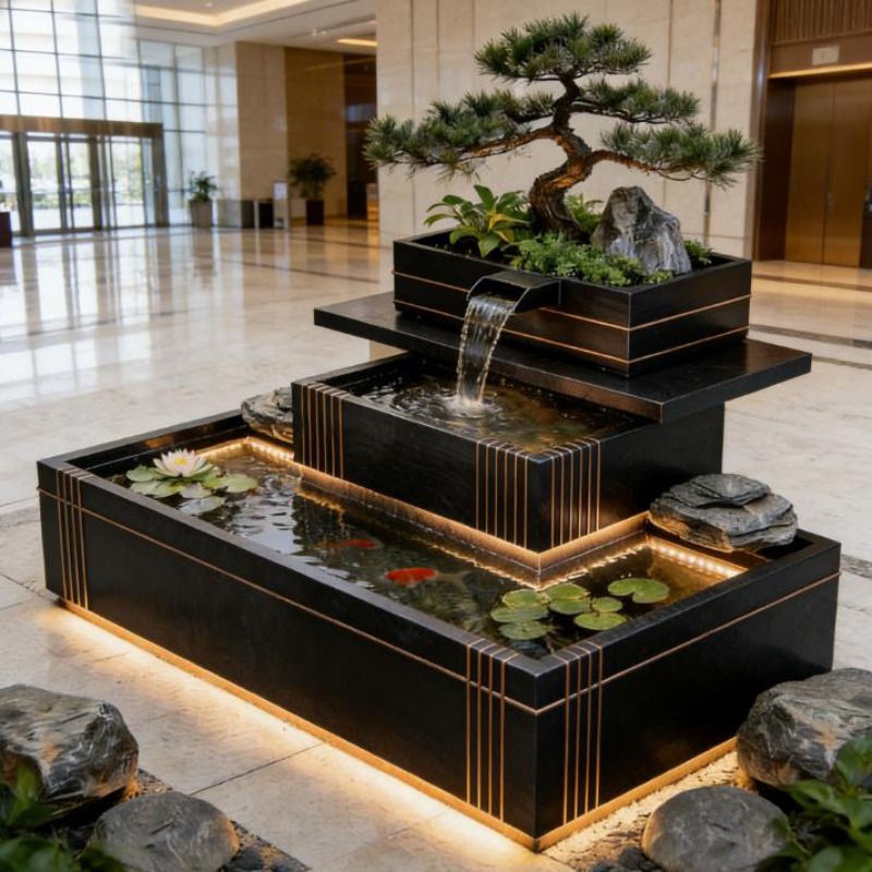 Edelstahl-Wasserfall-Feature - – Bonsai Garden With Koi Pond Bewertung und Preis