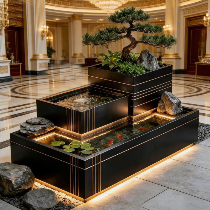 Edelstahl-Wasserfall-Feature - – Bonsai Garden With Koi Pond Bewertung und Preis